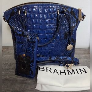 NWT BRAHMIN SAPPHIRE DUXBURY SATCHEL w/Credit Card WALLET